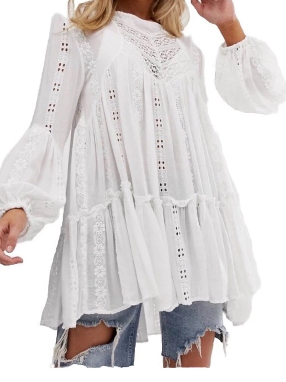 Free People White Lace ‘Kiss Kiss’ Tunic